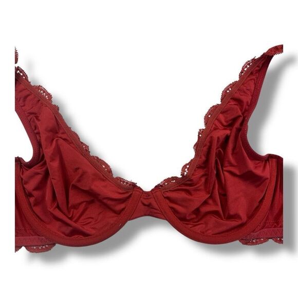 Aerie Red Lace Lowcut Underwire No Padding Bra Size 36C - Picture 4 of 6